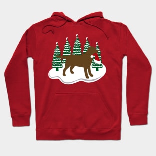 Chocolate Labrador Snow and Christmas Hoodie